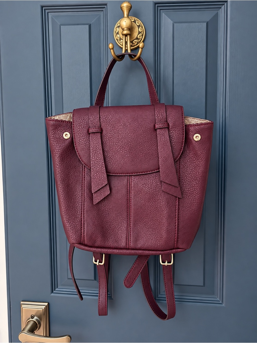 Market & Spruce Plum Leather Backpack - Picture 2 of 5